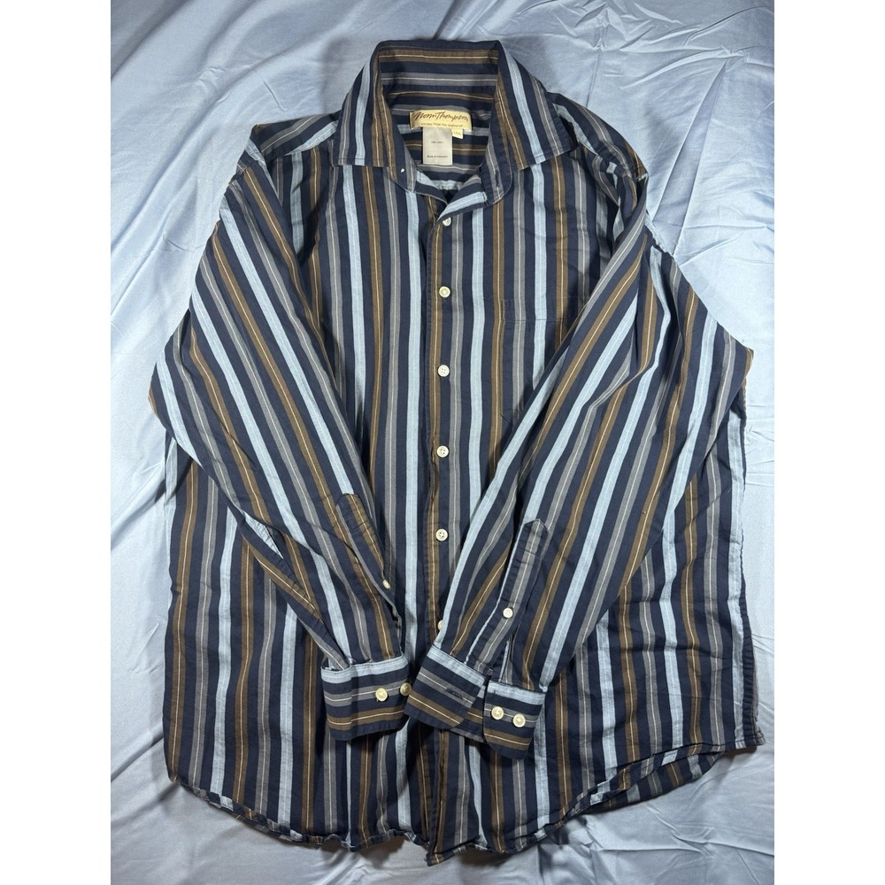 Norm Thompson Men's Striped Long Sleeve Button Up Shirt Size Large